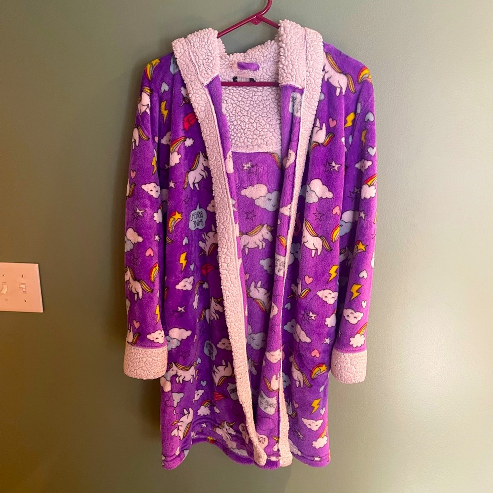 Em & Alfie Unicorn Fuzzy Robe OS